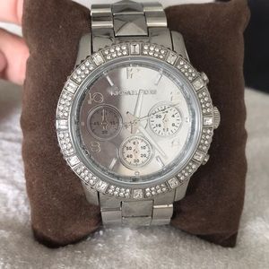 Silver Michael Kors watch with stud detail (39mm)